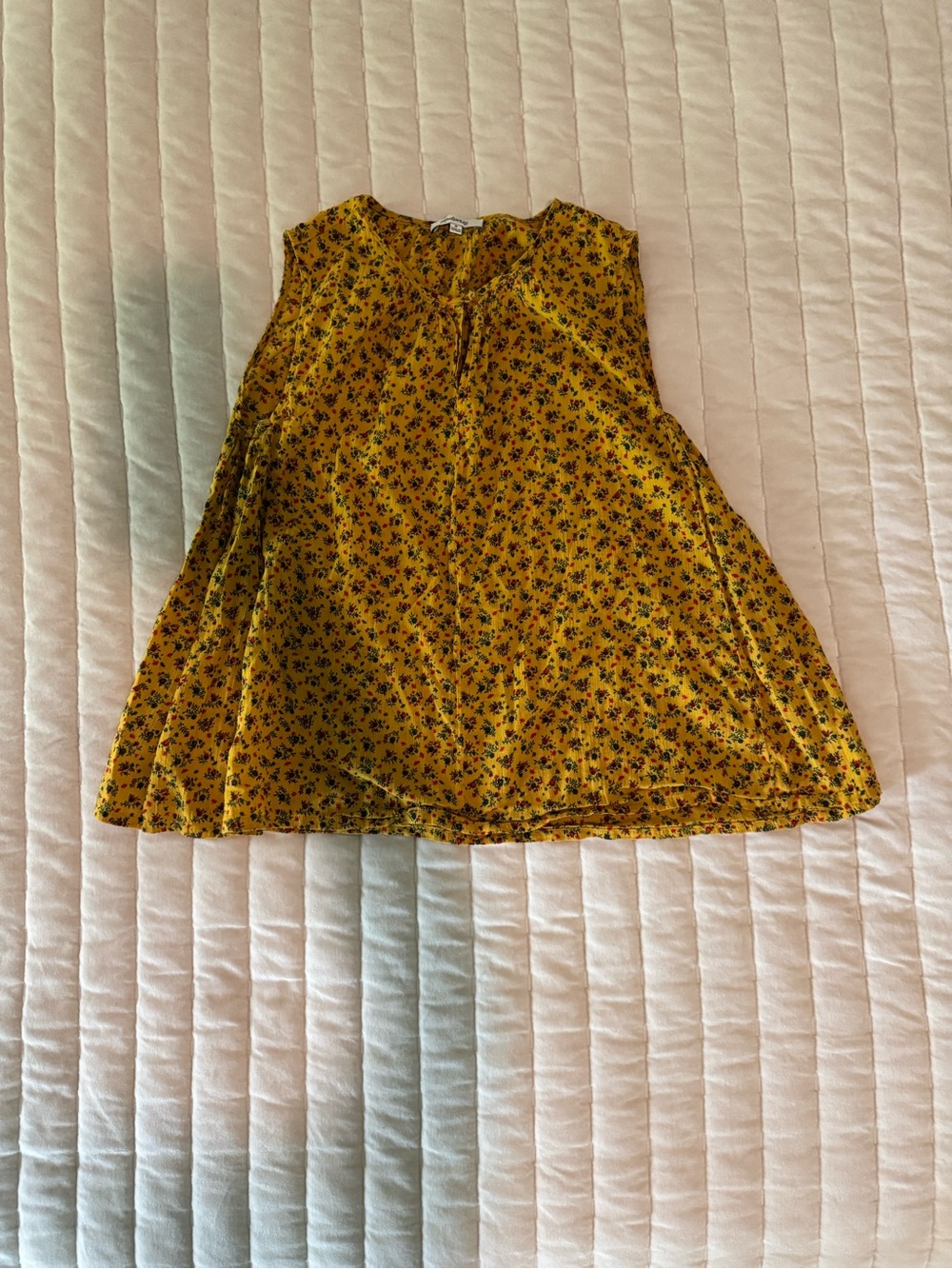 Madewell Yellow Floral Sleeveless Tunic Top